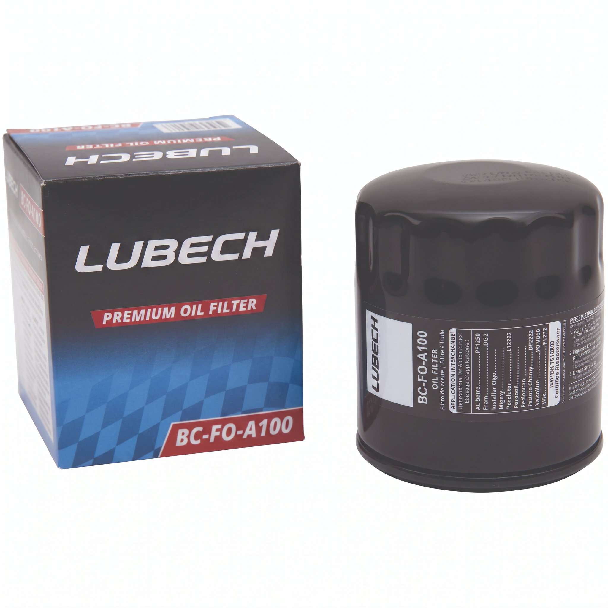 LUBECH automotive spin-on oil filter with retail carton