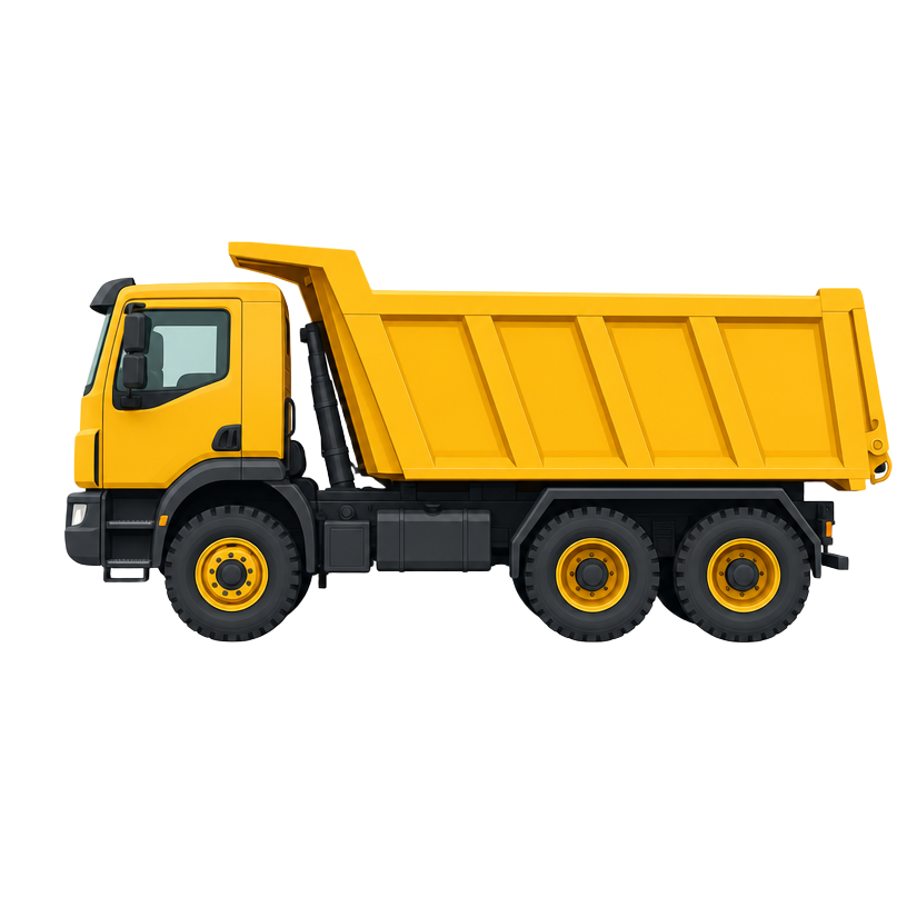 Heavy duty yellow dump truck for diesel engine oil