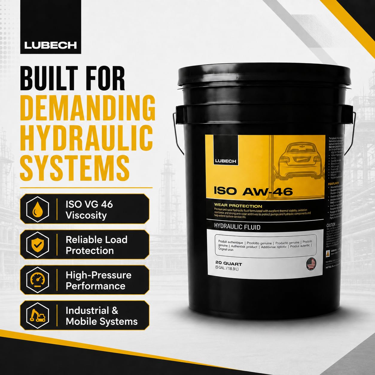 LUBECH Premium Anti-Wear Hydraulic Oil AW 46 pack shot