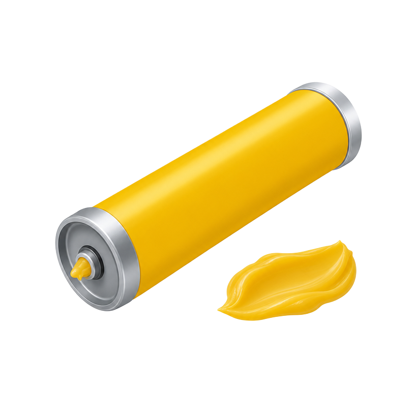 Yellow grease cartridge with grease smear